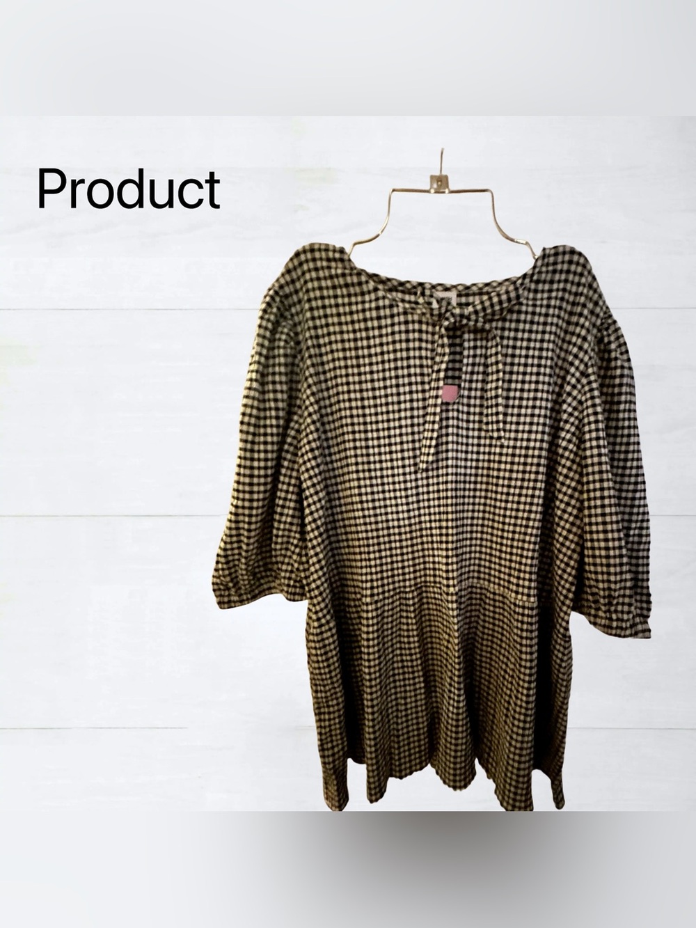 🇨🇦🆕NWT SMASH+TESS | XL | Black Gingham & peplum Valentina Puff Sleeves Top - Picture 2 of 16